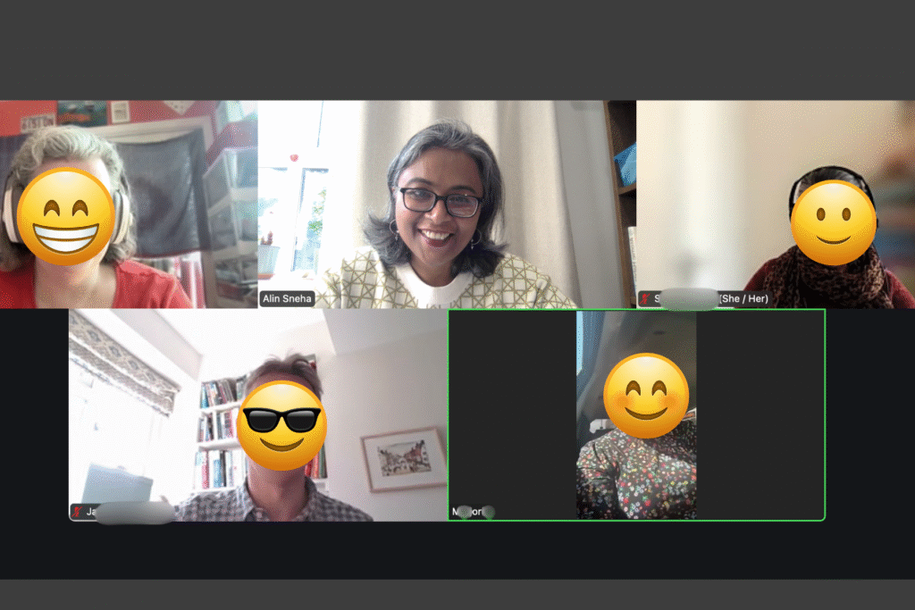 People at an online workshop