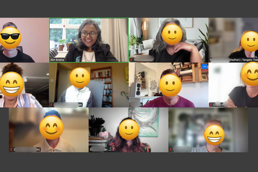 People at an online workshop